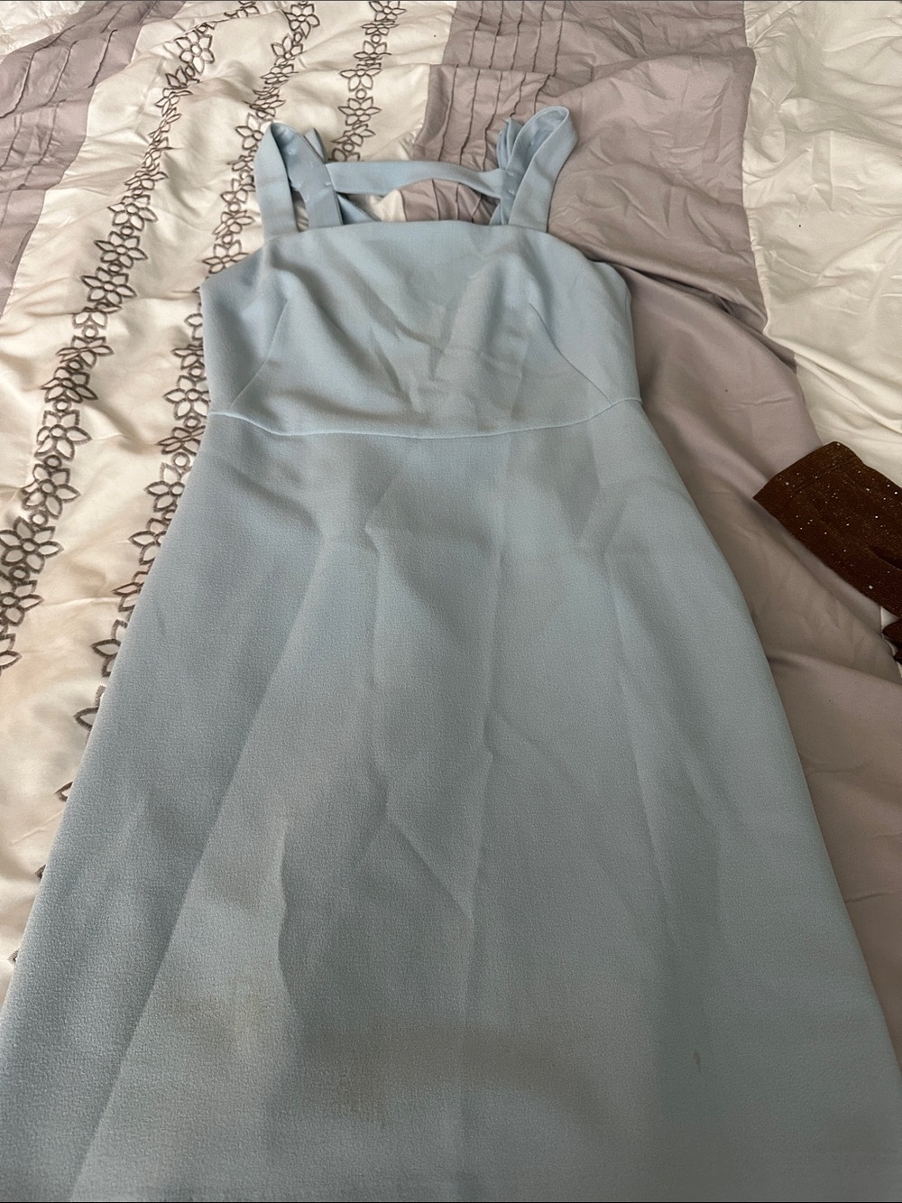 Nicole by Nicole Miller Pale Blue Midi Dress with Wide Straps